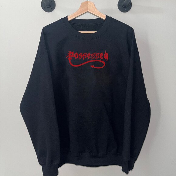 Black Red Possessed Thrash Heavy Metal Band Music Crewneck Sweatshirt - Picture 1 of 2